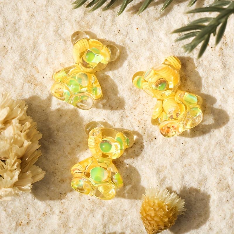20pcs 3D Bear Nail Art Charms: Clear Candy Bear Nail Jewelry Accessories