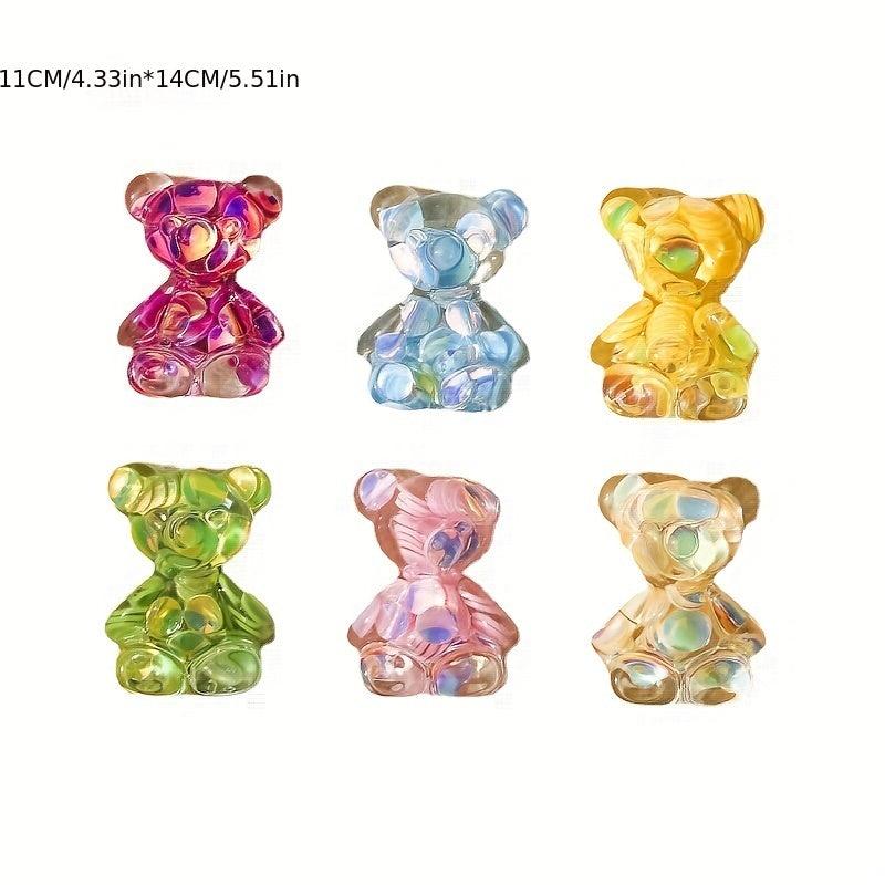20pcs 3D Bear Nail Art Charms: Clear Candy Bear Nail Jewelry Accessories