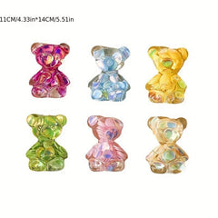 20pcs 3D Bear Nail Art Charms: Clear Candy Bear Nail Jewelry Accessories