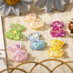 20pcs 3D Bear Nail Art Charms: Clear Candy Bear Nail Jewelry Accessories