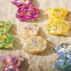 20pcs 3D Bear Nail Art Charms: Clear Candy Bear Nail Jewelry Accessories