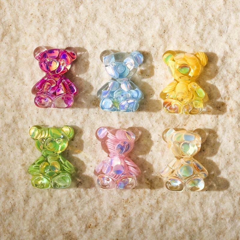 20pcs 3D Bear Nail Art Charms: Clear Candy Bear Nail Jewelry Accessories