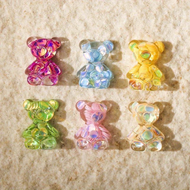 20pcs 3D Bear Nail Art Charms: Clear Candy Bear Nail Jewelry Accessories
