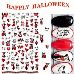 5pcs Halloween Nail Art Stickers Skull Pumpkin Bat Decals Self Adhesive