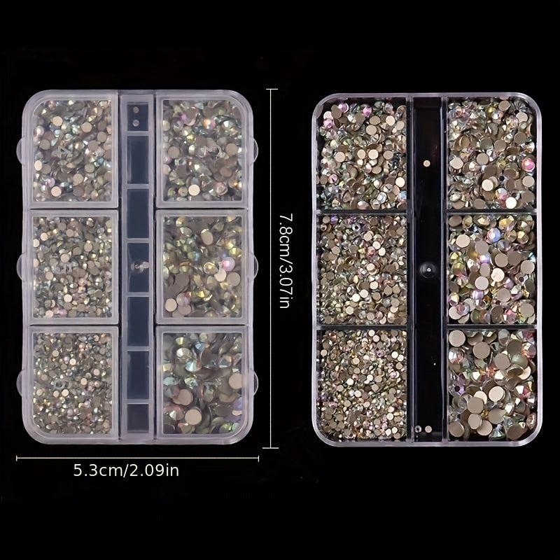 Crystal Nail Art Accessories Mixed Shapes DIY Decoration 6 Cell Pot