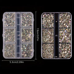 Crystal Nail Art Accessories Mixed Shapes DIY Decoration 6 Cell Pot