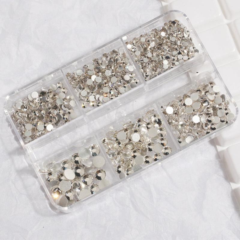 Crystal Nail Art Accessories Mixed Shapes DIY Decoration 6 Cell Pot