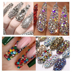 Crystal Nail Art Accessories Mixed Shapes DIY Decoration 6 Cell Pot