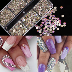 Crystal Nail Art Accessories Mixed Shapes DIY Decoration 6 Cell Pot