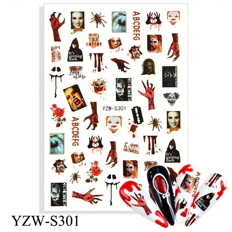 Gothic Halloween Nail Stickers Self Adhesive Nail Art Decals
