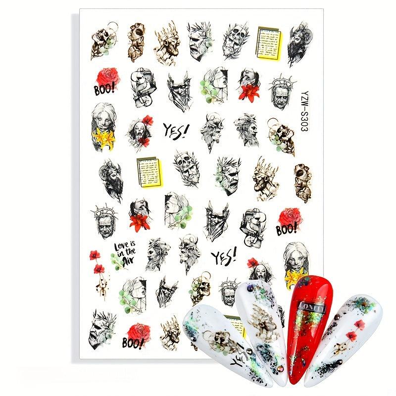 Gothic Halloween Nail Stickers Self Adhesive Nail Art Decals