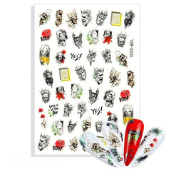 Gothic Halloween Nail Stickers Self Adhesive Nail Art Decals