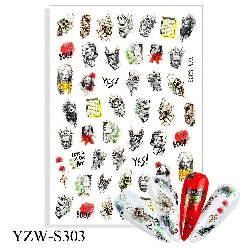 Gothic Halloween Nail Stickers Self Adhesive Nail Art Decals