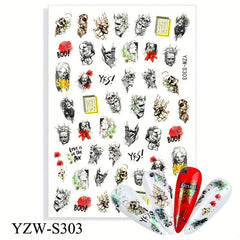 Gothic Halloween Nail Stickers Self Adhesive Nail Art Decals