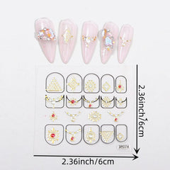 2 Sheets 3D Embossed Rhinestone Nail Art Stickers