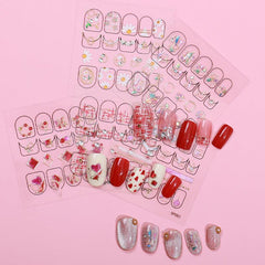 2 Sheets 3D Embossed Rhinestone Nail Art Stickers