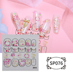 2 Sheets 3D Embossed Rhinestone Nail Art Stickers