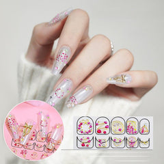 2 Sheets 3D Embossed Rhinestone Nail Art Stickers