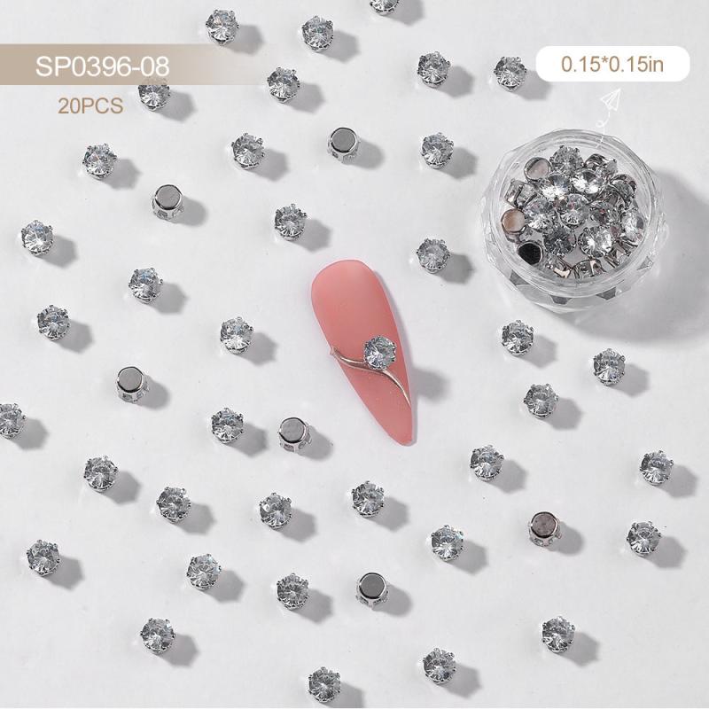 20pcs Water Drop Crystal Nail Charms Claw Shape Nail Art Decoration