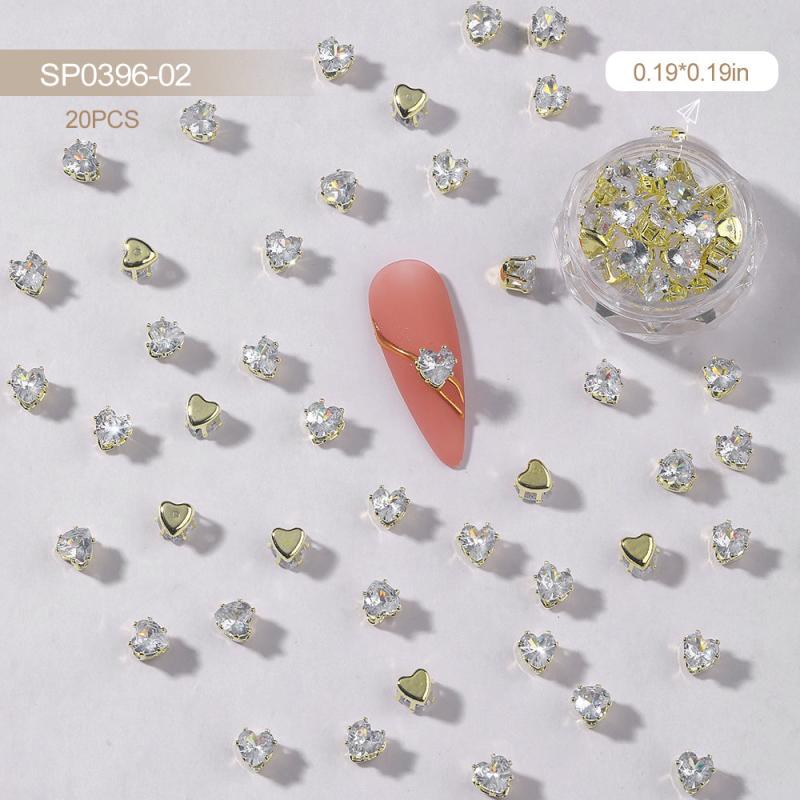 20pcs Water Drop Crystal Nail Charms Claw Shape Nail Art Decoration