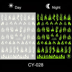 6pcs Luminous Nail Art Stickers Moon Star Heart Nail Art Decals Glow In The Dark