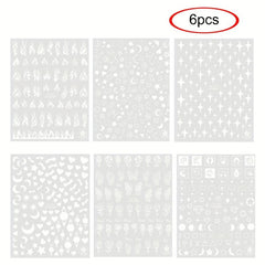 6pcs Luminous Nail Art Stickers Moon Star Heart Nail Art Decals Glow In The Dark
