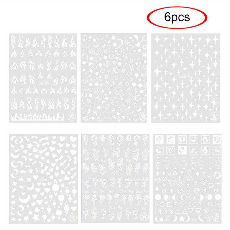 6pcs Luminous Nail Art Stickers Moon Star Heart Nail Art Decals Glow In The Dark