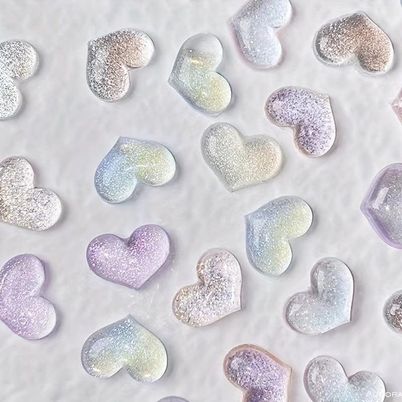 3D Heart Nail Charms Starry Nail Rhinestone Acrylic Nail Decoration
