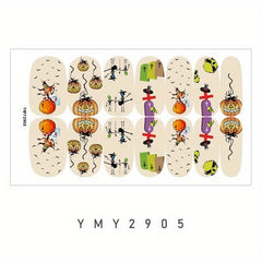 Halloween Nail Wraps Art Stickers with Nail File - Pumpkin Ghost Pattern