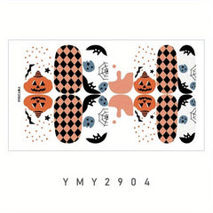 Halloween Nail Wraps Art Stickers with Nail File - Pumpkin Ghost Pattern