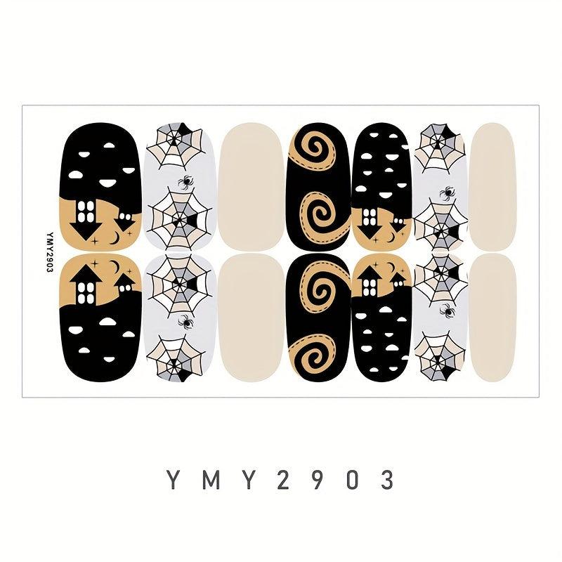 Halloween Nail Wraps Art Stickers with Nail File - Pumpkin Ghost Pattern