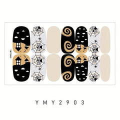 Halloween Nail Wraps Art Stickers with Nail File - Pumpkin Ghost Pattern