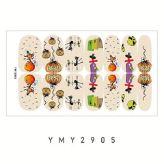 Halloween Nail Wraps Art Stickers with Nail File - Pumpkin Ghost Pattern