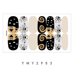 Halloween Nail Wraps Art Stickers with Nail File - Pumpkin Ghost Pattern