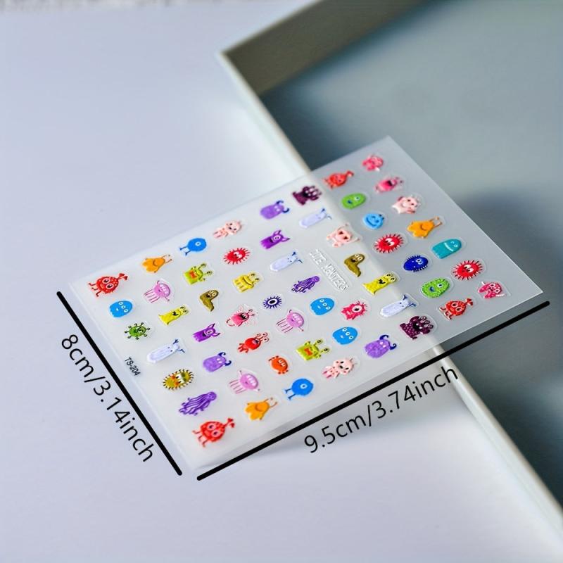 Rainbow Monster Nail Art Stickers - Self Adhesive - DIY or Salon Use