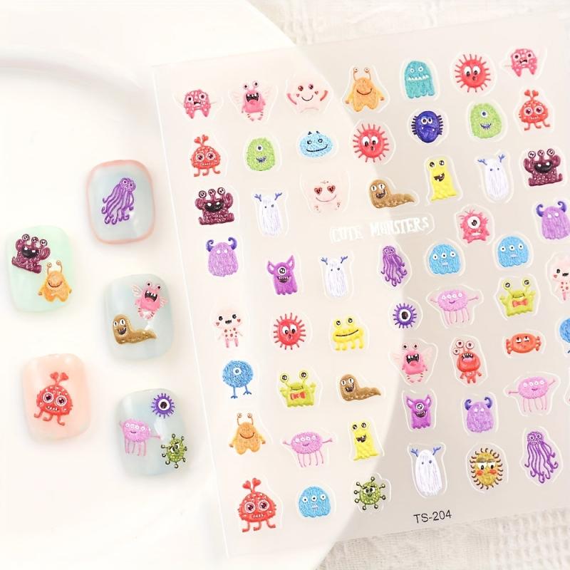 Rainbow Monster Nail Art Stickers - Self Adhesive - DIY or Salon Use