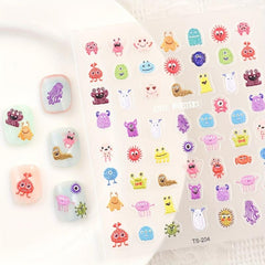 Rainbow Monster Nail Art Stickers - Self Adhesive - DIY or Salon Use