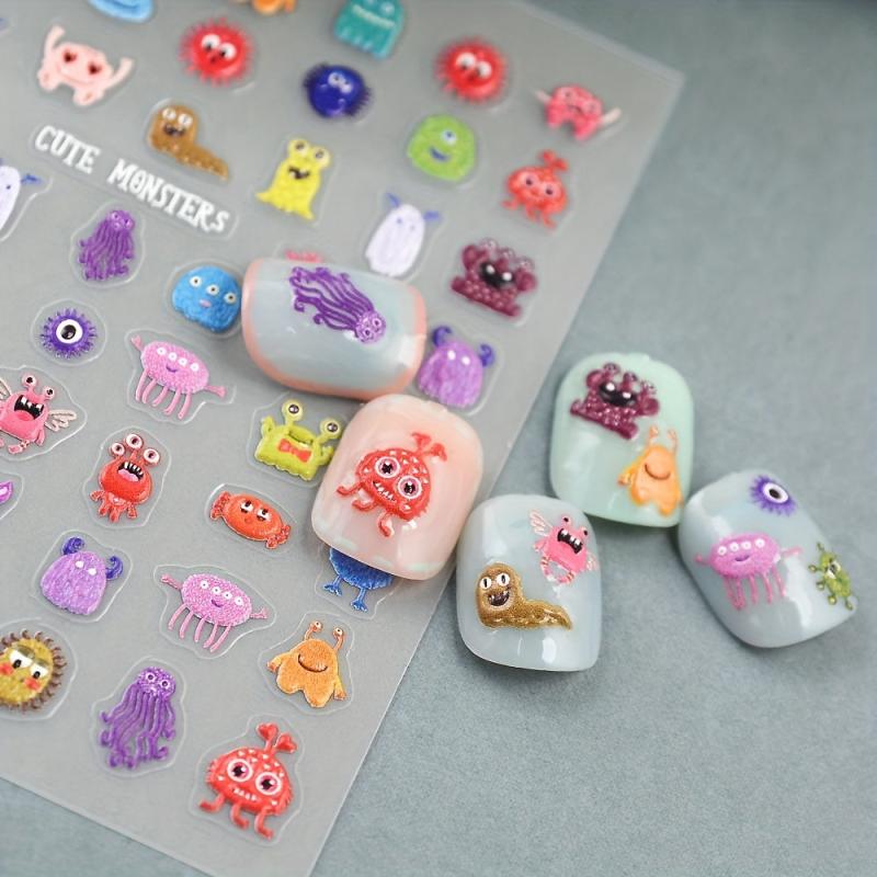 Rainbow Monster Nail Art Stickers - Self Adhesive - DIY or Salon Use