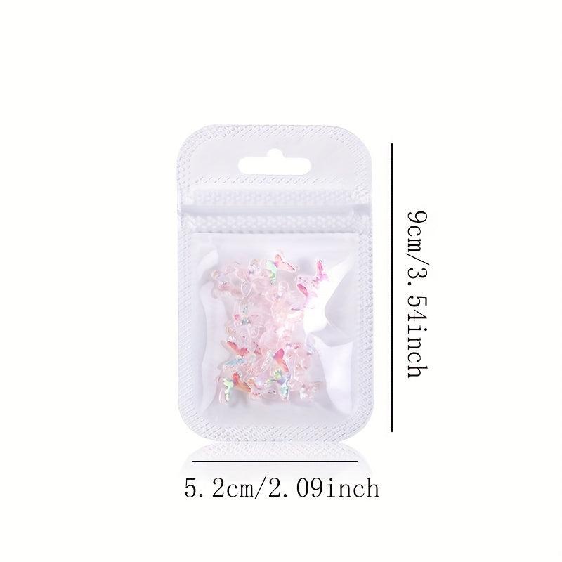 20 pcs 3D Aurora Butterfly Nail Charms with Rhinestones for DIY Manicure