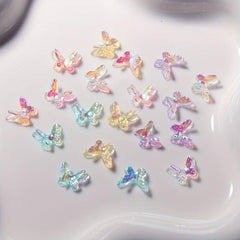 20 pcs 3D Aurora Butterfly Nail Charms with Rhinestones for DIY Manicure