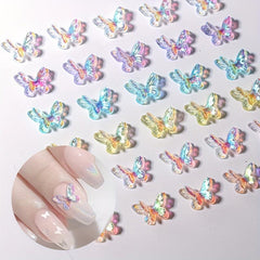 20 pcs 3D Aurora Butterfly Nail Charms with Rhinestones for DIY Manicure