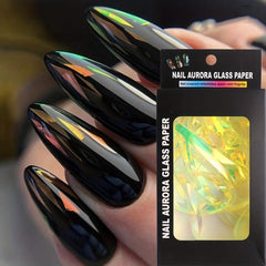 3D Broken Glass Stripe Nail Decals - Stunning Aurora Glass Nail Art