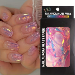 3D Broken Glass Stripe Nail Decals - Stunning Aurora Glass Nail Art