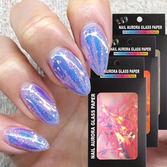 3D Broken Glass Stripe Nail Decals - Stunning Aurora Glass Nail Art