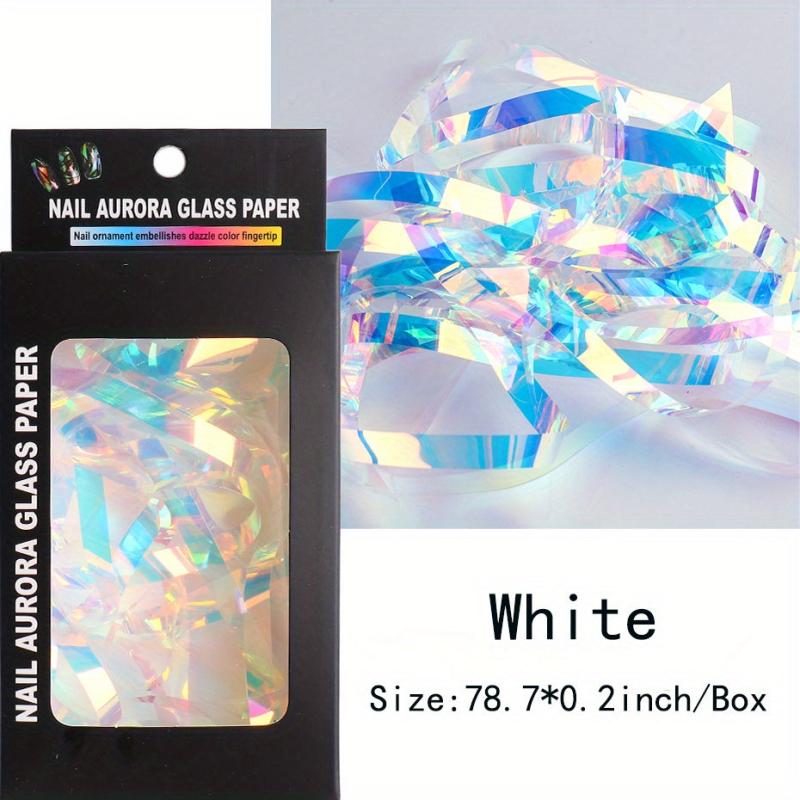 3D Broken Glass Stripe Nail Decals - Stunning Aurora Glass Nail Art