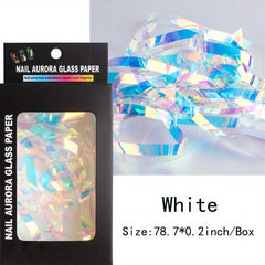 3D Broken Glass Stripe Nail Decals - Stunning Aurora Glass Nail Art