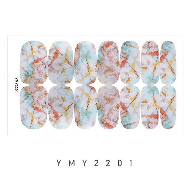 Gradient Marble Nail Polish Strips for Women