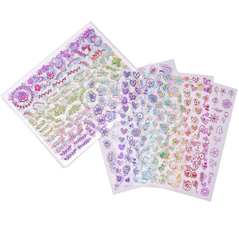 Colorful Laser Flower Nail Art Sticker for Women