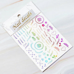 Colorful Laser Flower Nail Art Sticker for Women