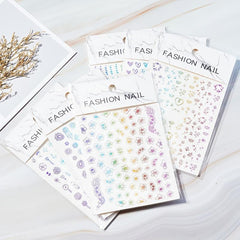 Colorful Laser Flower Nail Art Sticker for Women